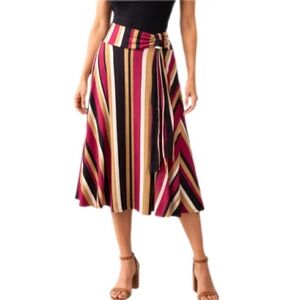Agnes & Dora NWT Side Sash A-Line Skirt XL | Vibrant Stripes Pull-On